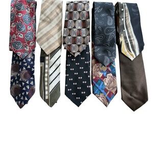 Lot Of Ten Miscellaneous Ties‎  Unlabeled And Polyester